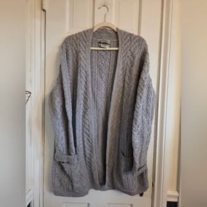 Aran Crafts Women's Heather Gray Open Front Cardigan